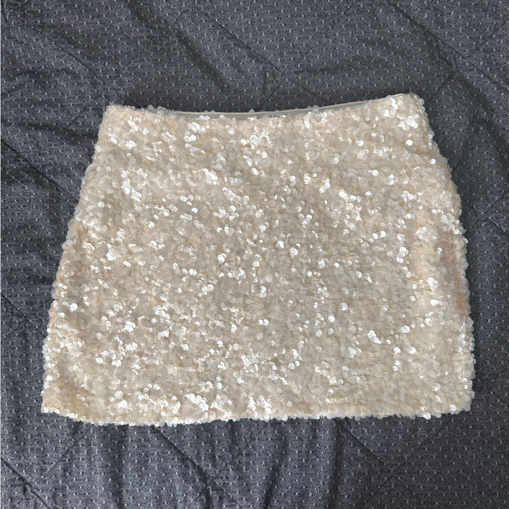 Endless Rose Cream Sequin Mini Skirt